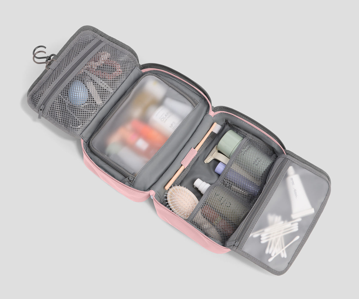 Open Away Hanging Toiletry Bag showing interior compartments