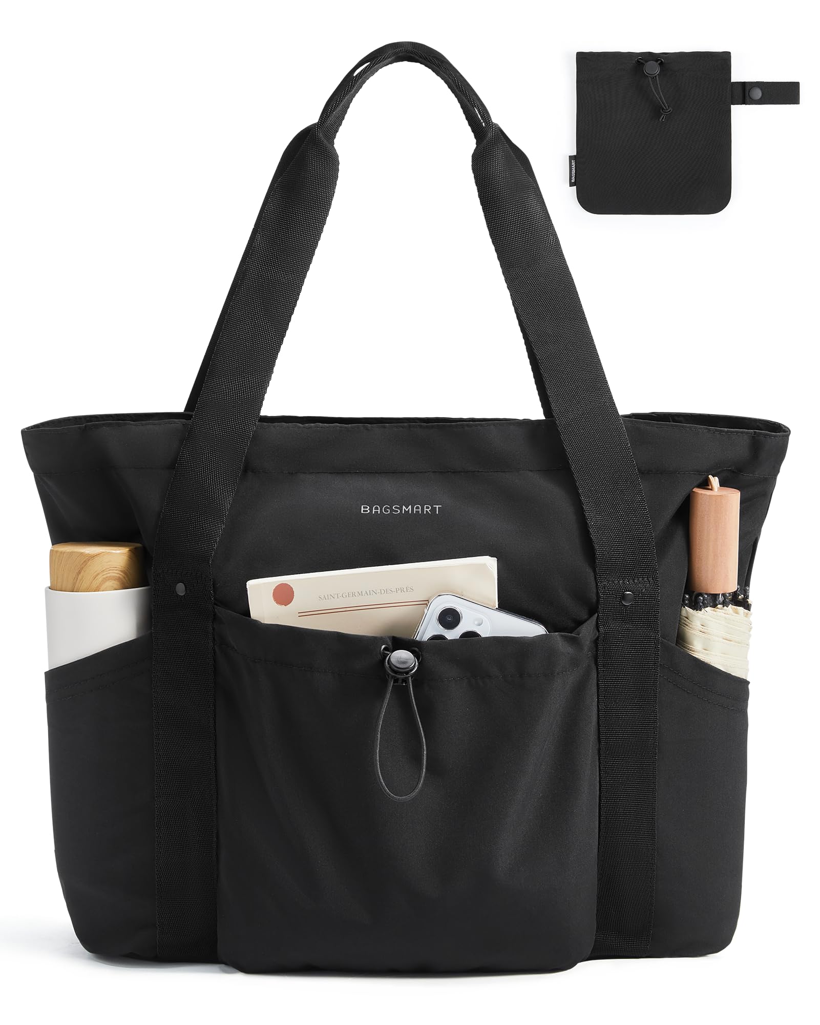 BAGSMART Foldable Travel Tote in Black
